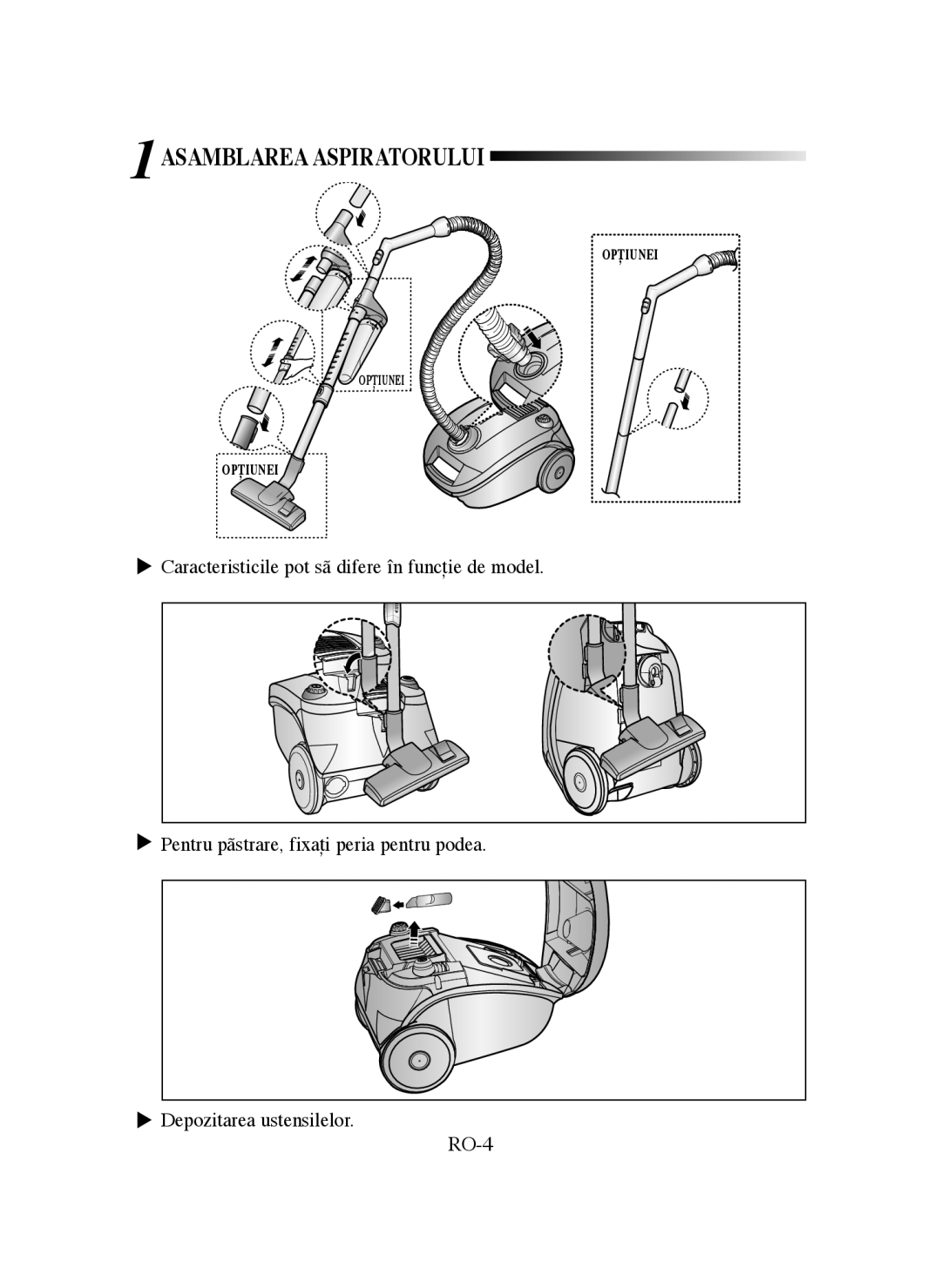 Samsung VCC4130S3R/EGT, VCC4130S31/XEV, VCC4130S3R/XSG, VCC4130S3B/XSG, VCC4135S37/BOL manual 1ASAMBLAREA Aspiratorului 