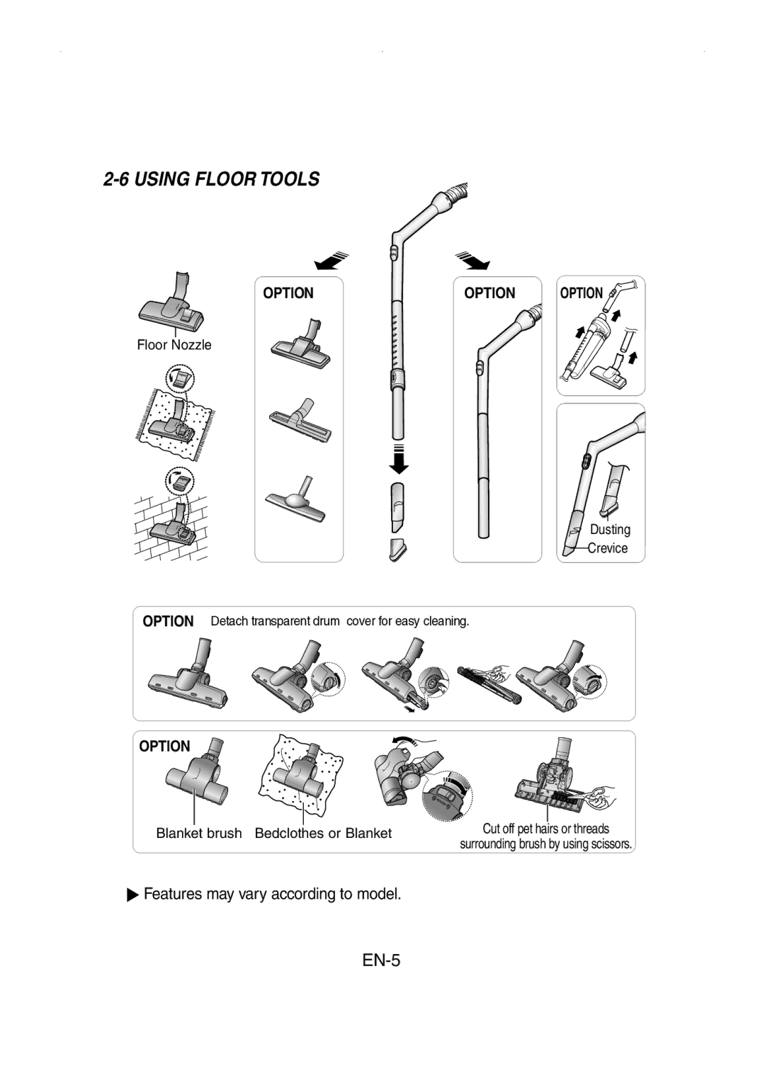 Samsung VCC4147V34/XEH manual Using Floor Tools 