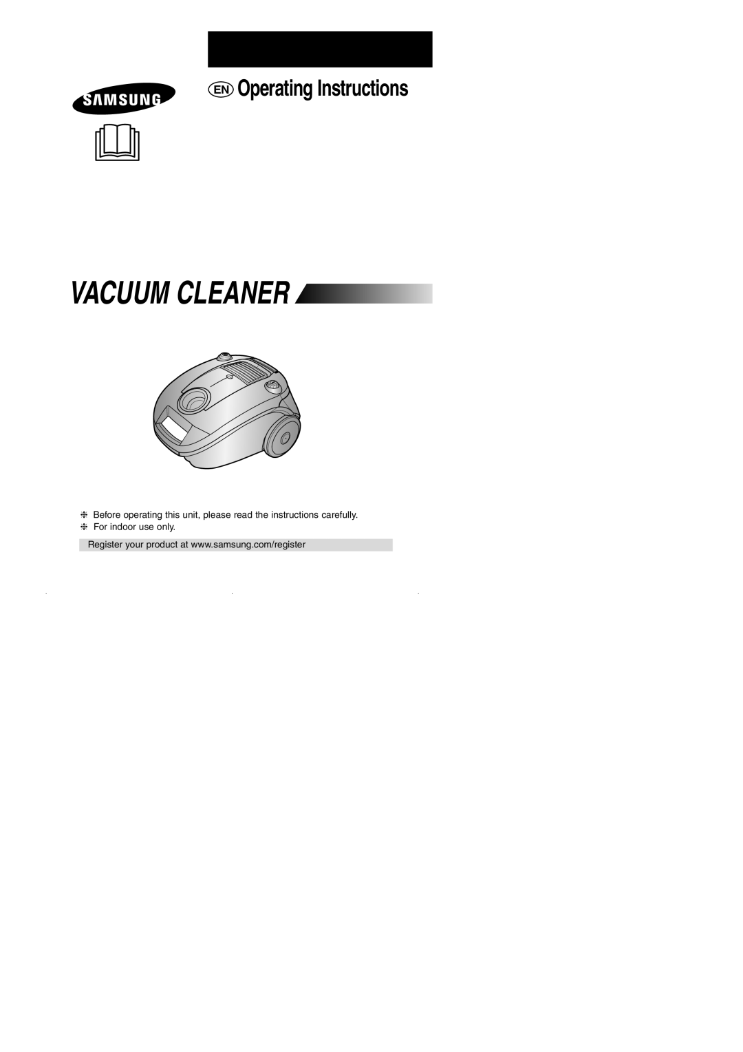 Samsung VCC4181V3O/SBW, VCC4180V33/SBW, VCC4180V34/XEE manual Vacuum Cleaner 