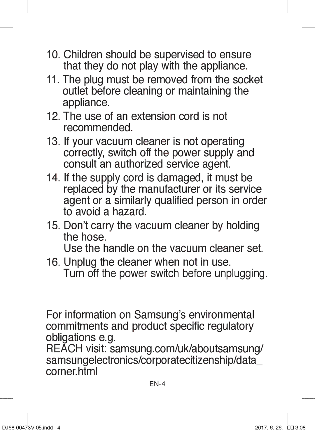 Samsung VCC43E0V3B/XEH, VCC43E0V3B/XSB, VCC43E0V3B/XEN, VCC43U0V3B/XSB manual EN-4 