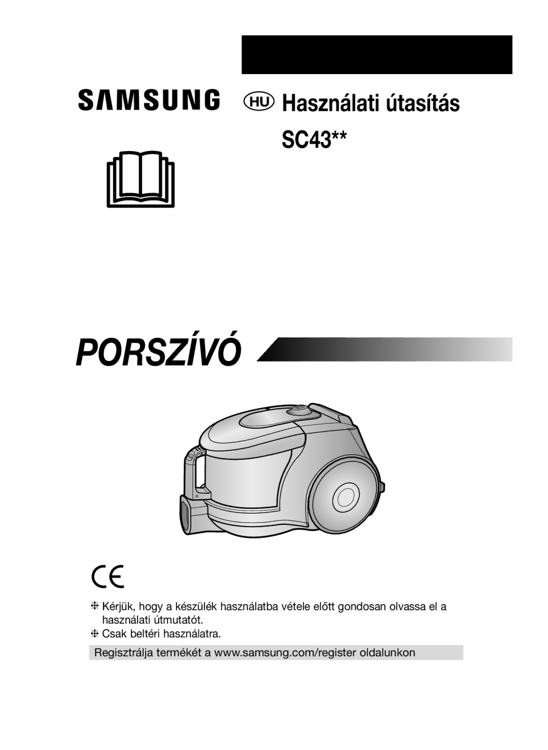 Samsung VCC43U0V3B/XEH, VCC43E0V3B/XEH, VCC43U0V3D/XEH manual Porszívó 