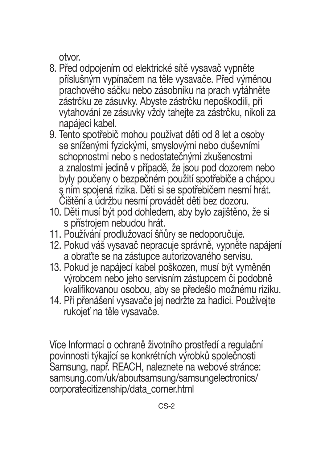 Samsung VCC43E0V3B/XEH, VCC43U0V3B/XEH, VCC43U0V3D/XEH manual Otvor 