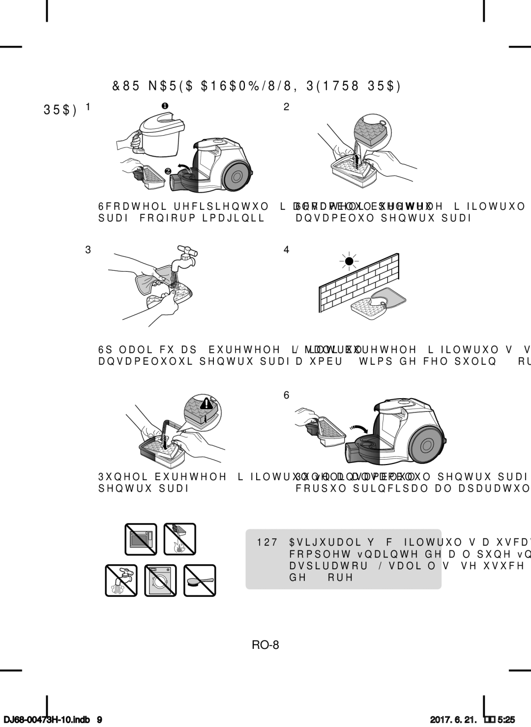 Samsung VCC4320S2B/UMG, VCC43Q0V3B/XET, VCC4320S3B/UMG, VCC4320S3A/BOL, VCC43E0V3B/XEH manual Curăţarea Ansamblului Pentru Praf 