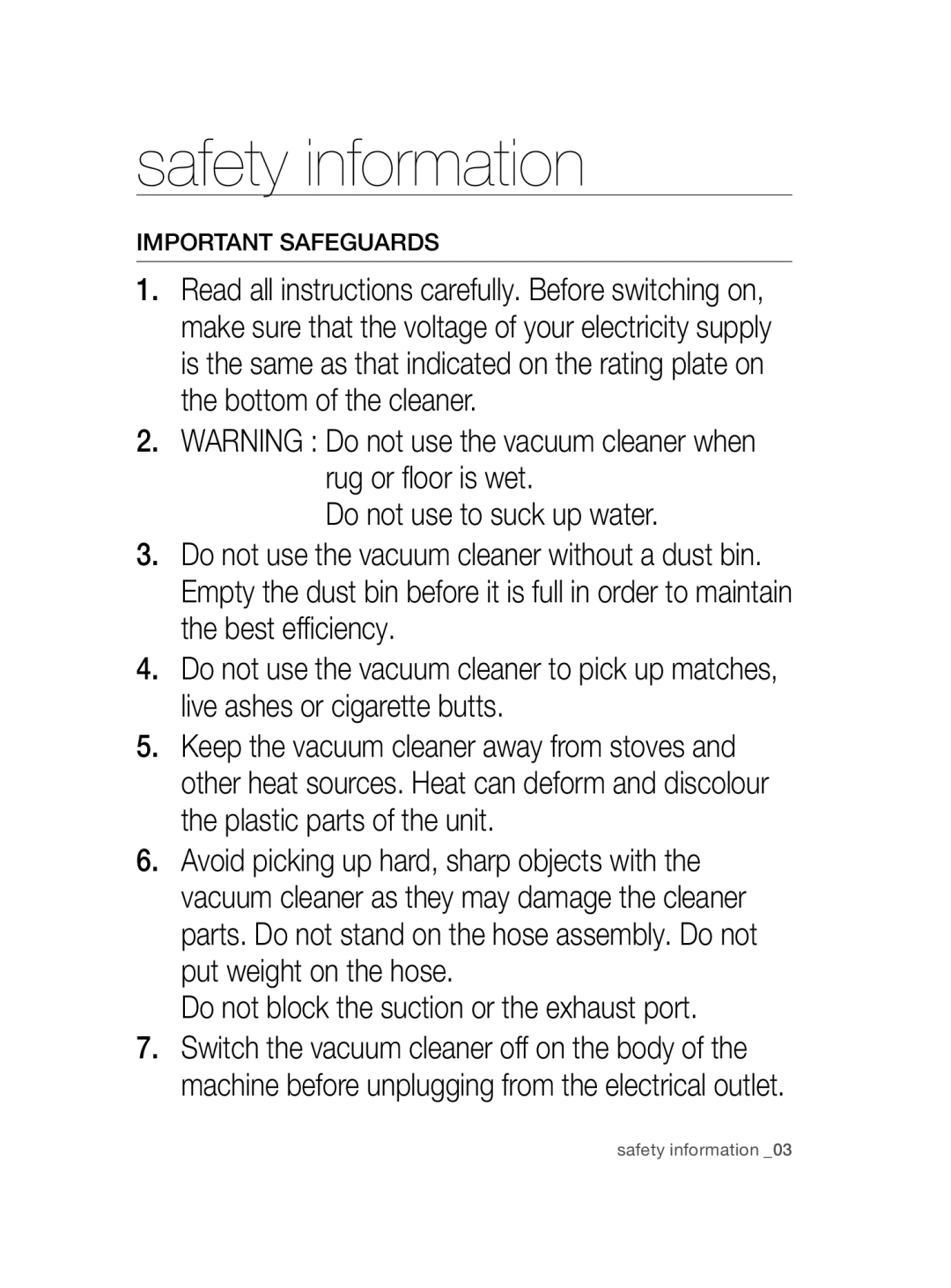 Samsung VCC4470S3O/UMG manual Important Safeguards 