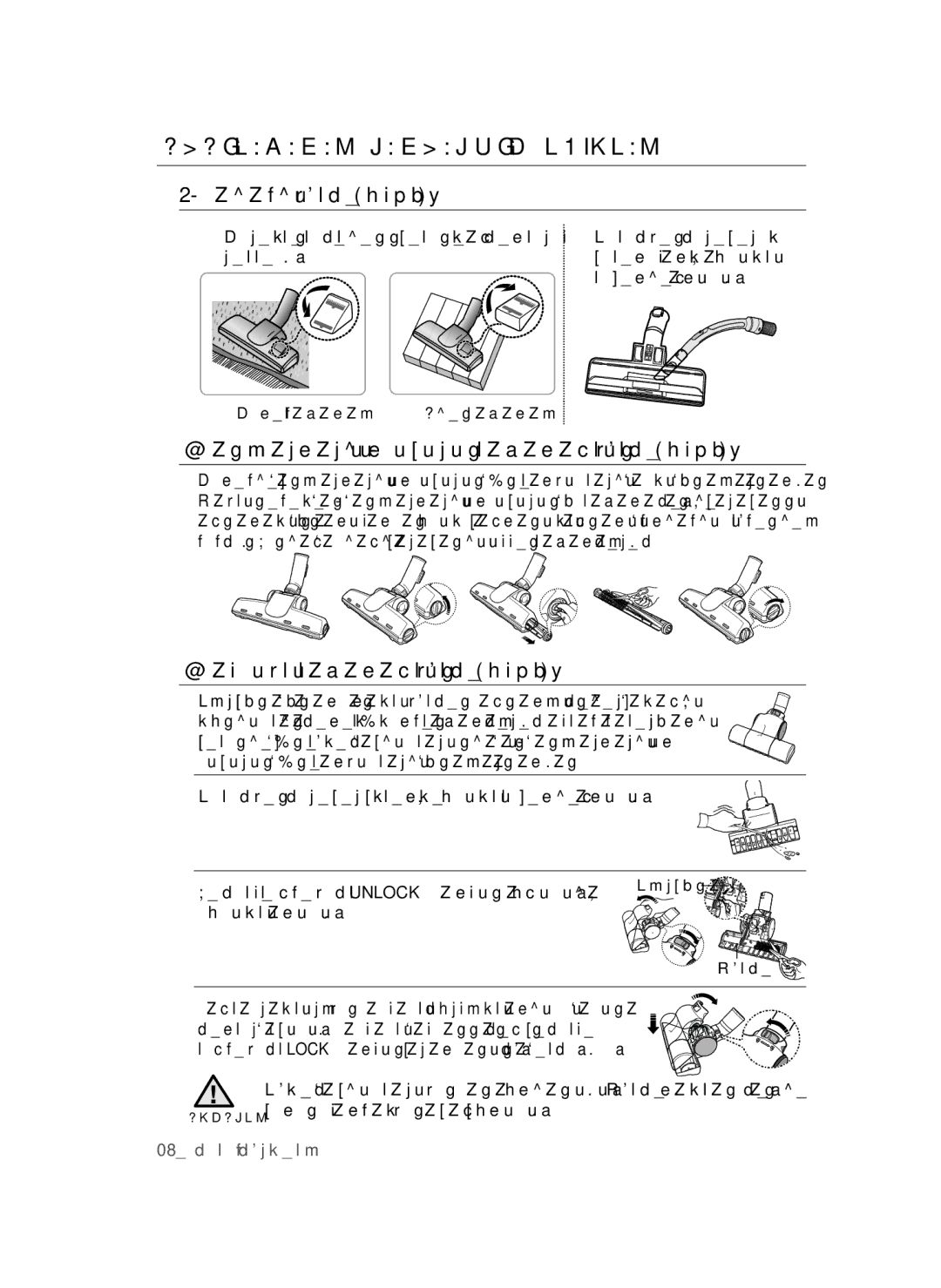 Samsung VCC4473S3R/XEV manual Еден Тазалау Құралдарын Күтіп Ұстау, Қадамды шөтке опция, Жапқышты тазалайтын шөтке опция 