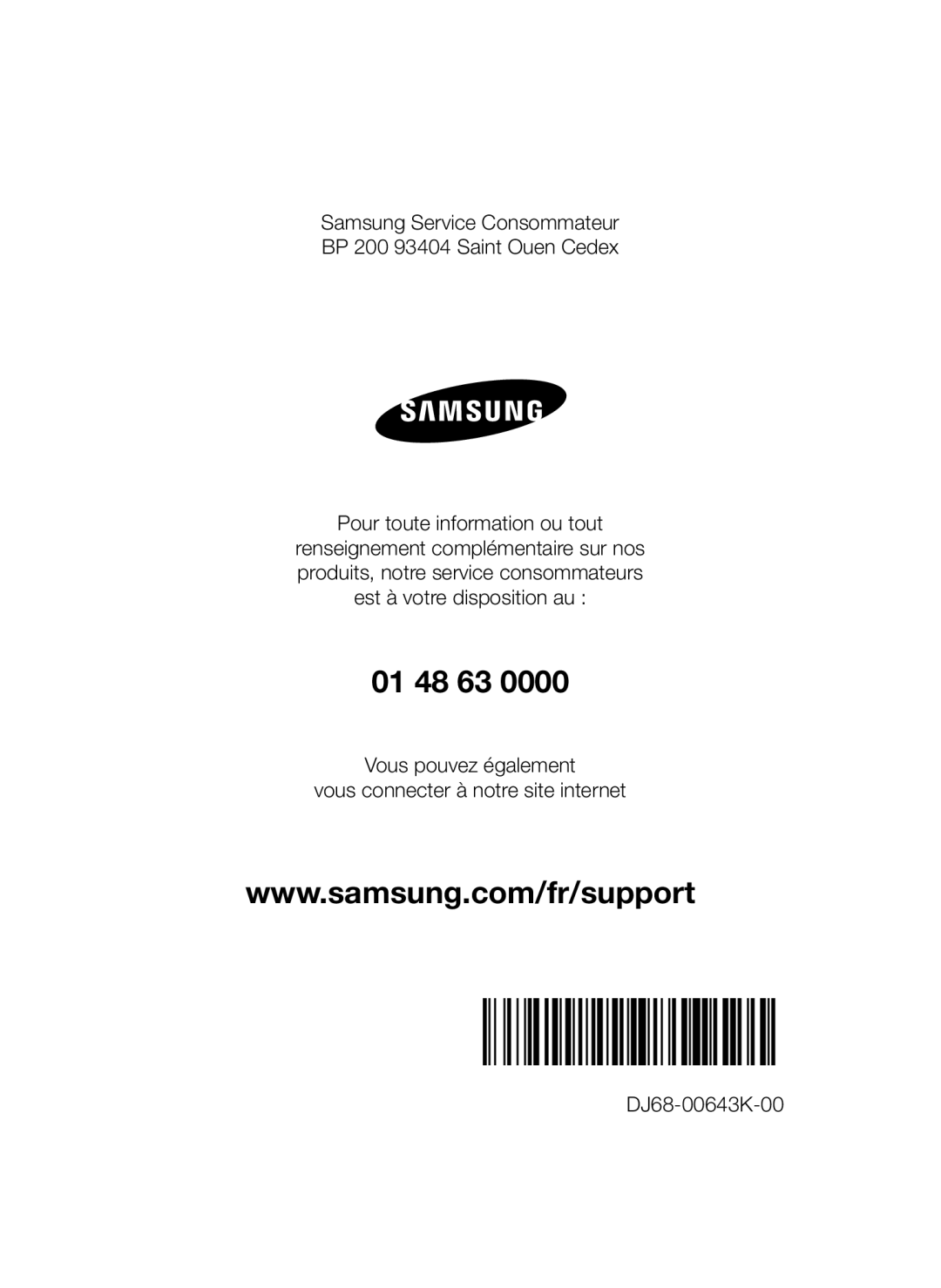 Samsung VCC44E0S3B/XEF manual 01 48 63 