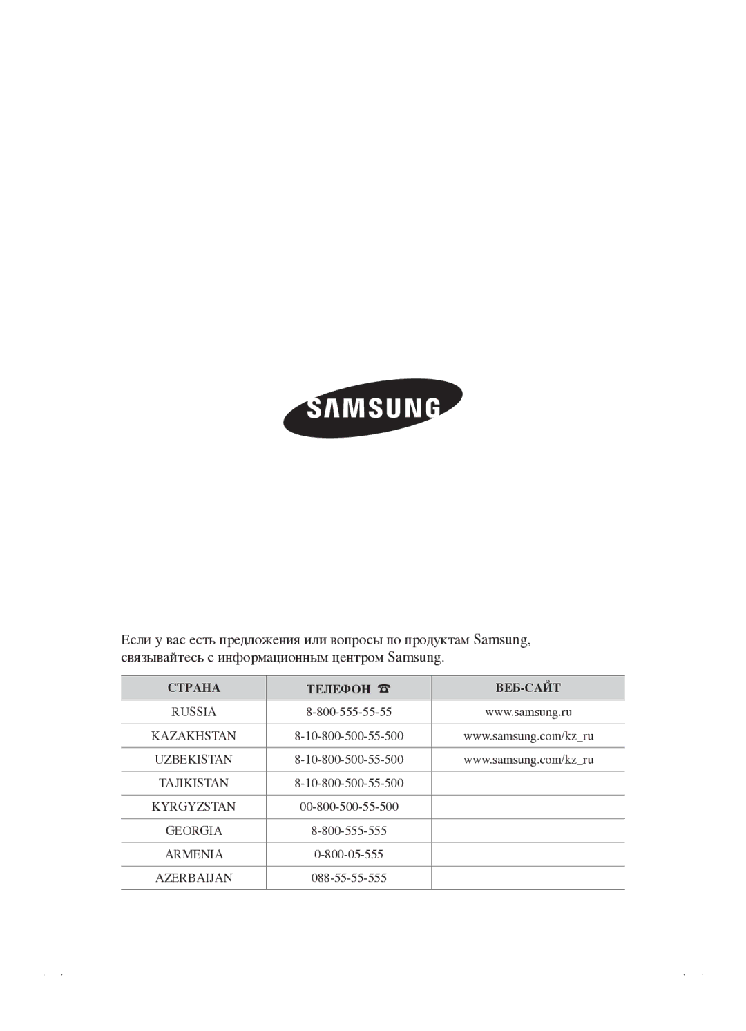 Samsung VCC4520S3B/XEV, VCC4520S3S/XEV manual Странa Телефоh ВЕБ-САЙТ 