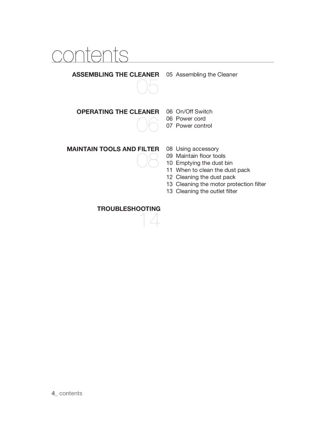 Samsung VCC4520S3B/XSB manual Contents 