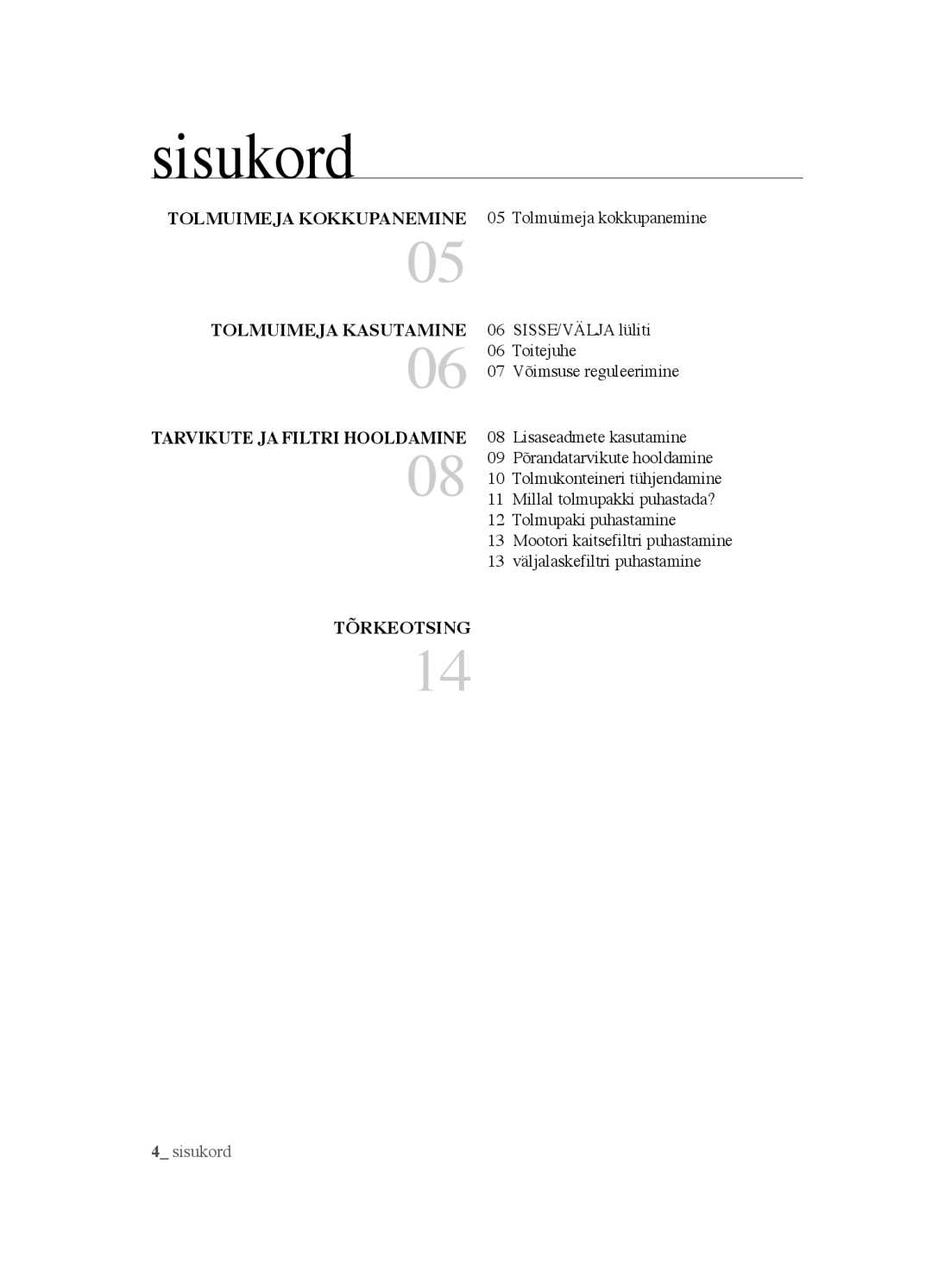 Samsung VCC4520S3B/XSB manual Sisukord 