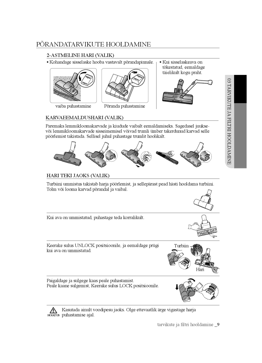 Samsung VCC4520S3B/XSB manual PÕRaNDataRvIKute hooLDaMINe 