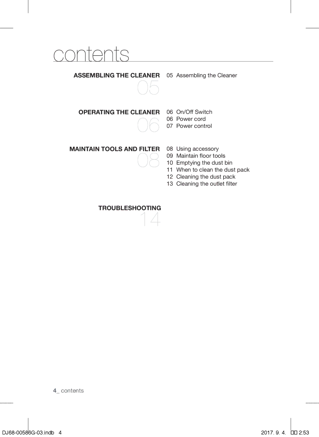 Samsung VCC4540S4B/XME, VCC4540S3B/XST manual Contents 