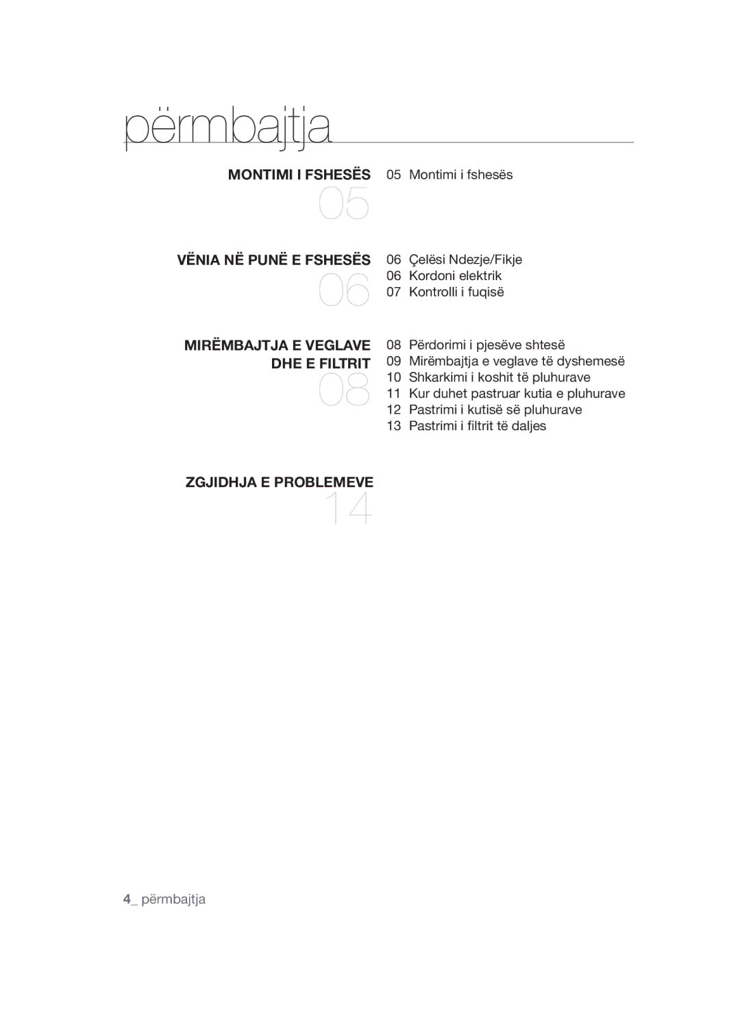 Samsung VCC4550V36/BOL, VCC4570S3K/KSG, VCC4550V3B/BOL manual Përmbajtja 