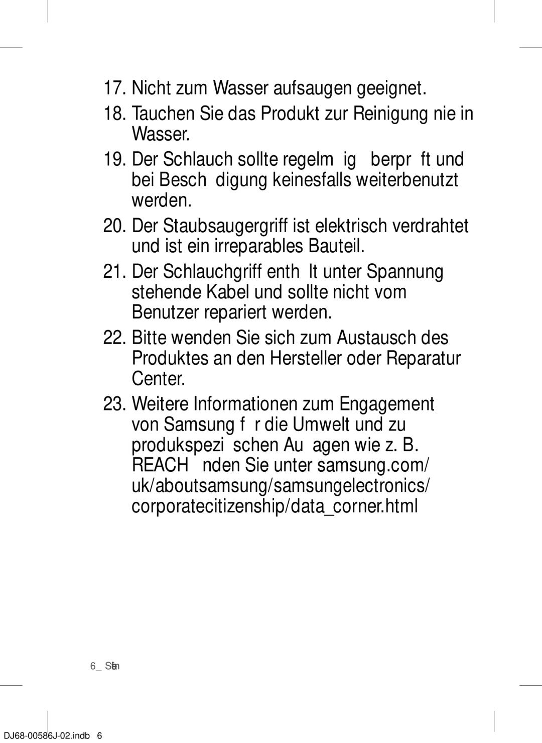 Samsung VCC45S0S3R/XEH, VCC45S0S3R/XAG, VCC45S0S3R/XEF manual Sicherheitsinformationen 