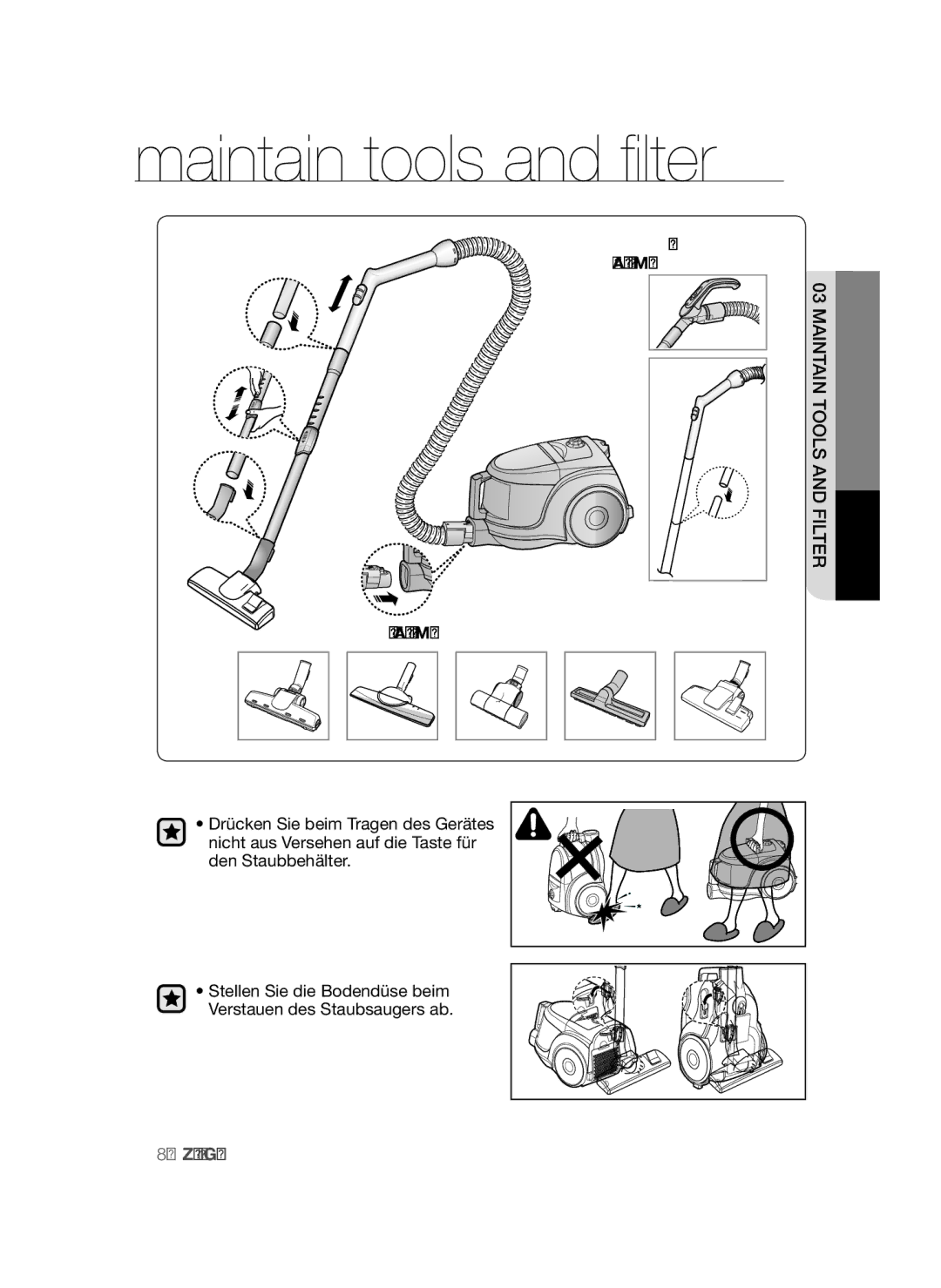 Samsung VCC45S0S3R/XEF, VCC45S0S3R/XAG, VCC45S0S3R/XEH manual Zusammenbau des Gerätes 