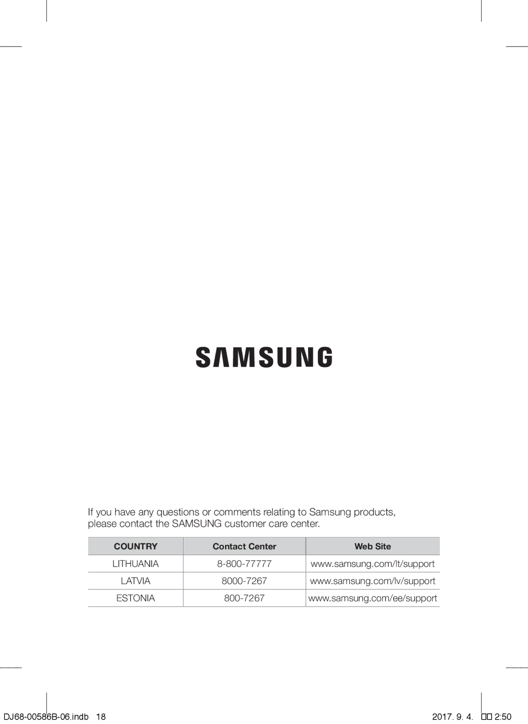 Samsung VCC45S0S3R/XEN, VCC45S0S3R/XEF, VCC45W0S3B/XEP, VCC45W0S3R/XTR, VCC45W0S3B/XEO, VCC45S0S3R/XSB, VCC45W0S3R/XSB Country 