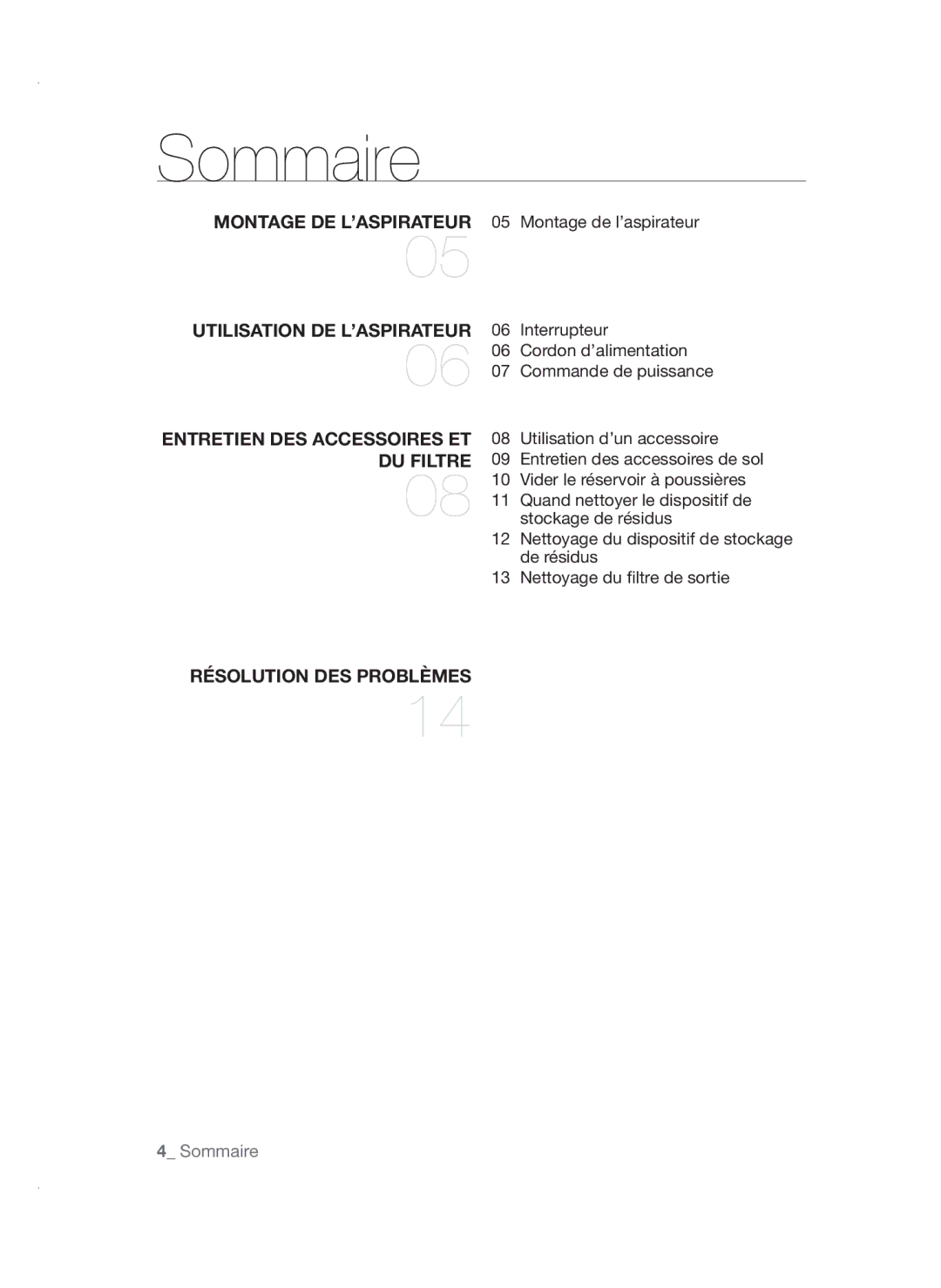 Samsung VCC45S0S3R/XEF manual Sommaire 