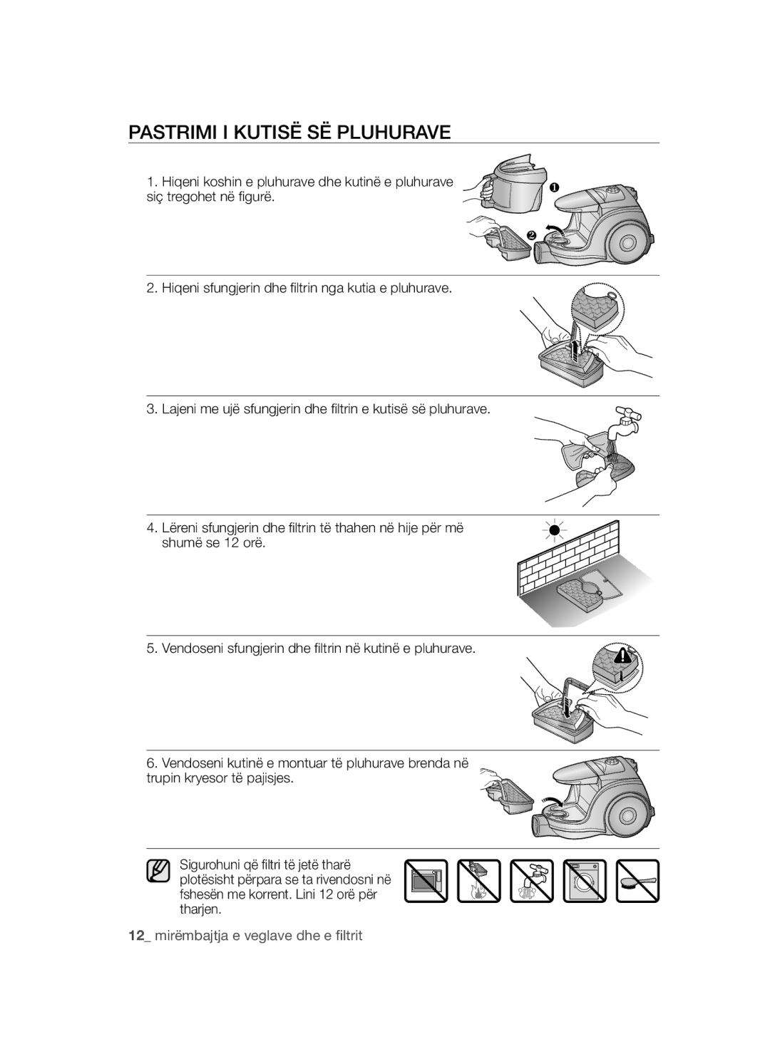 Samsung VCC45T0S3R/BOL manual Pastrimi I Kutisë SË Pluhurave 