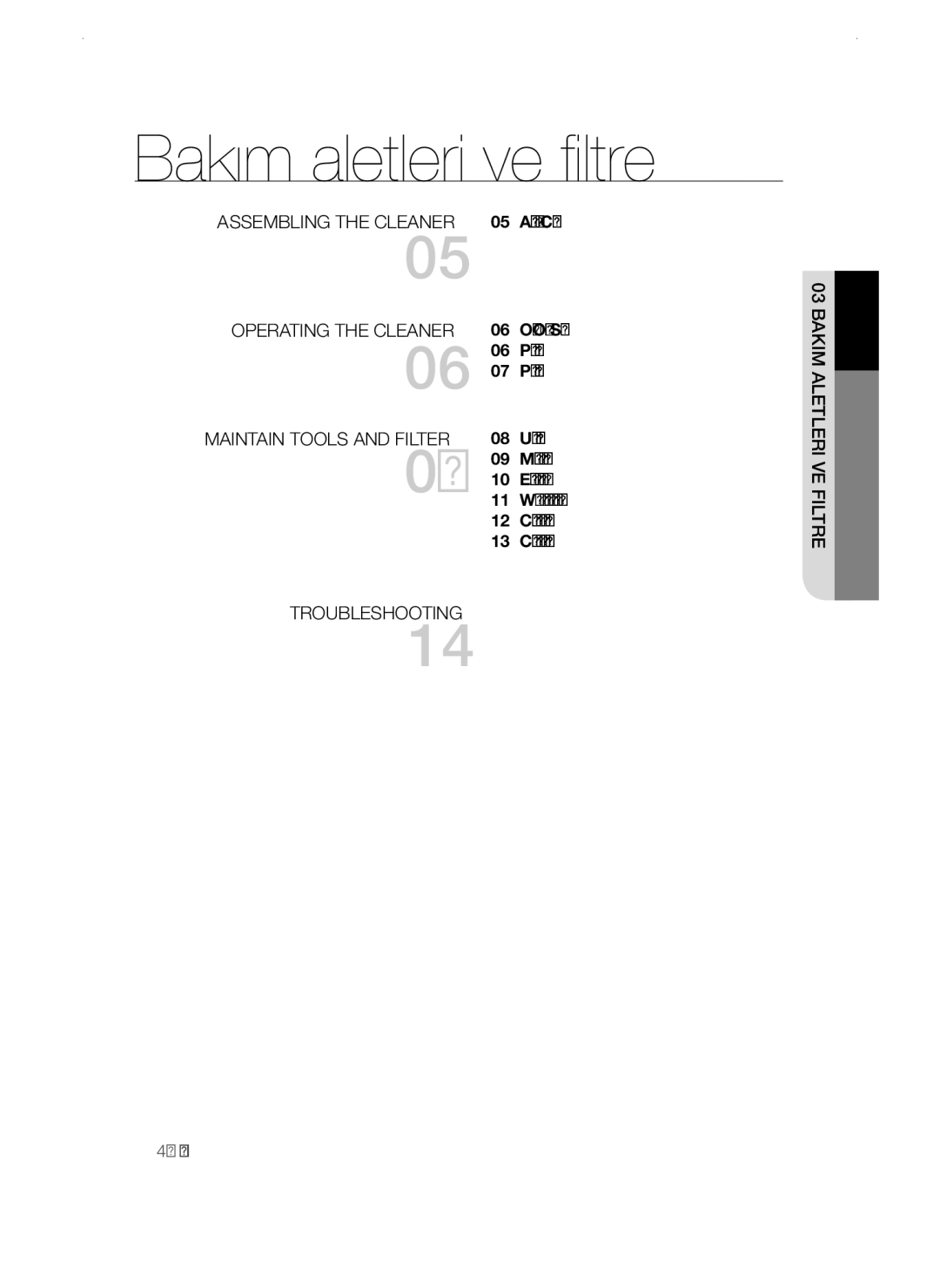 Samsung VCC45W0S3R/XTR, VCC45W0S3B/XEP, VCC45W0S3B/XEO manual Contents 