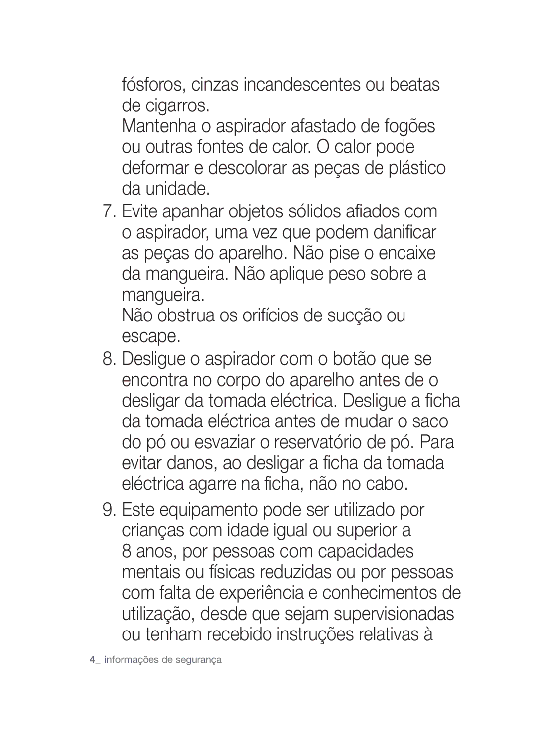 Samsung VCC45W1S3S/XET, VCC45W0S3R/XEC, VCC45W0S3B/XEP manual Informações de segurança 