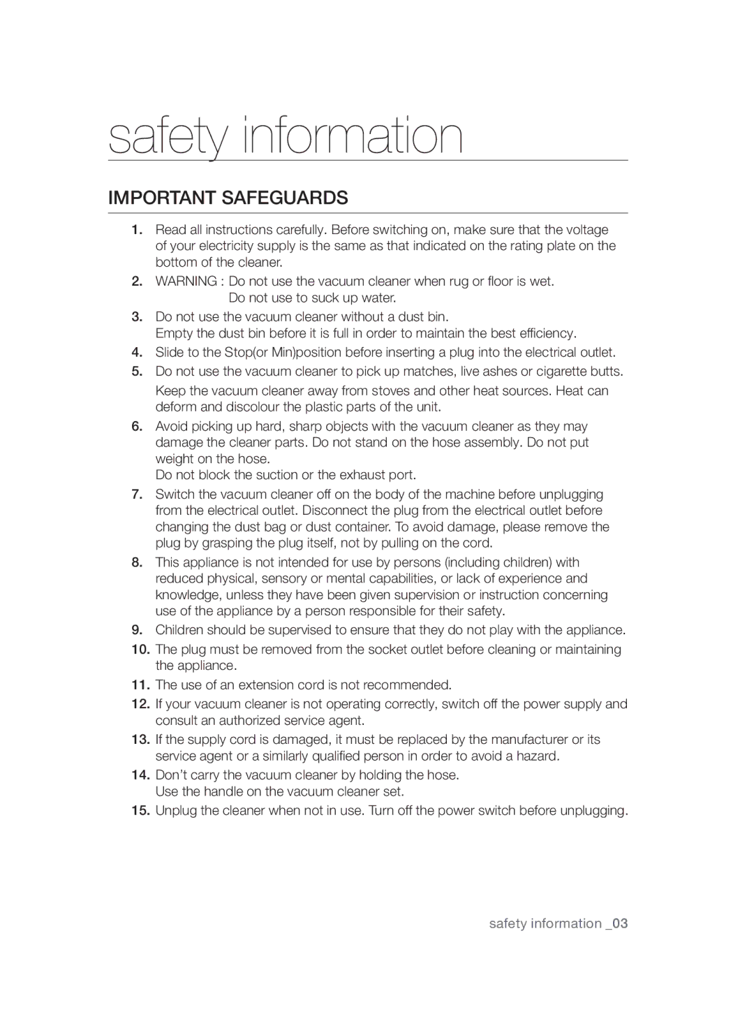 Samsung VCC4710S32/XSV, VCC4710S32/KSV manual Important safeguards 