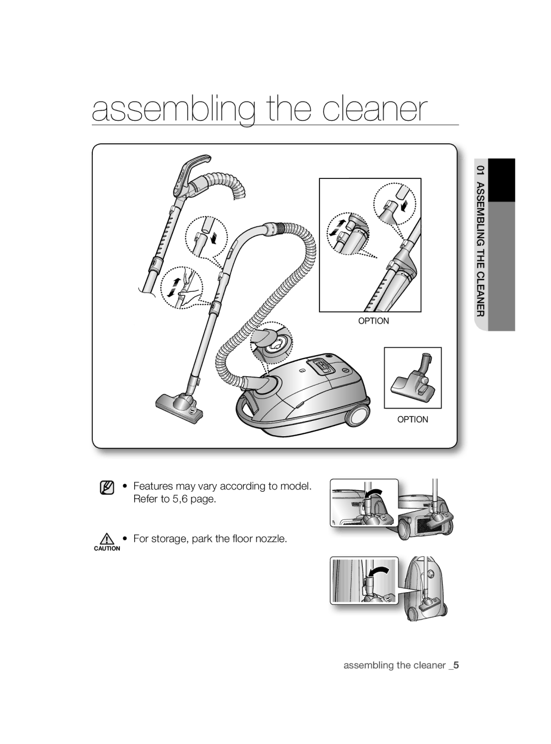 Samsung VCC9380V3R/HAC, VCC4750V3K/HAC manual Assembling the cleaner 