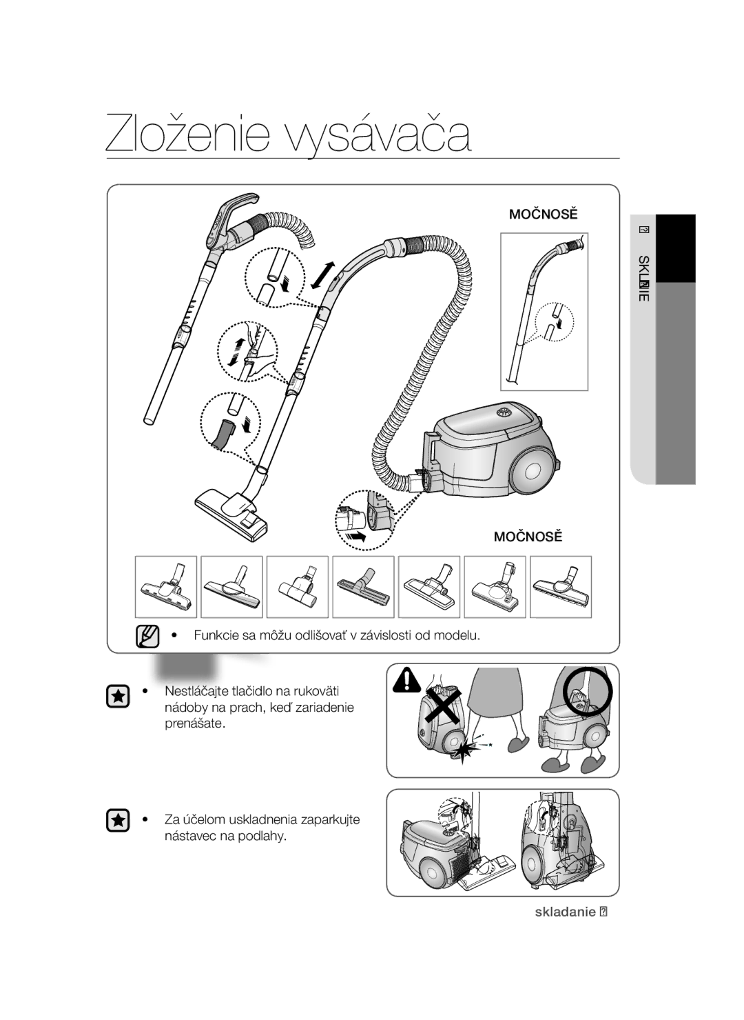Samsung VCC4780V32/XEH, VCC4780V3K/BOL, VCC4795H3K/XEH manual Zloženie vysávača, Možnosť 