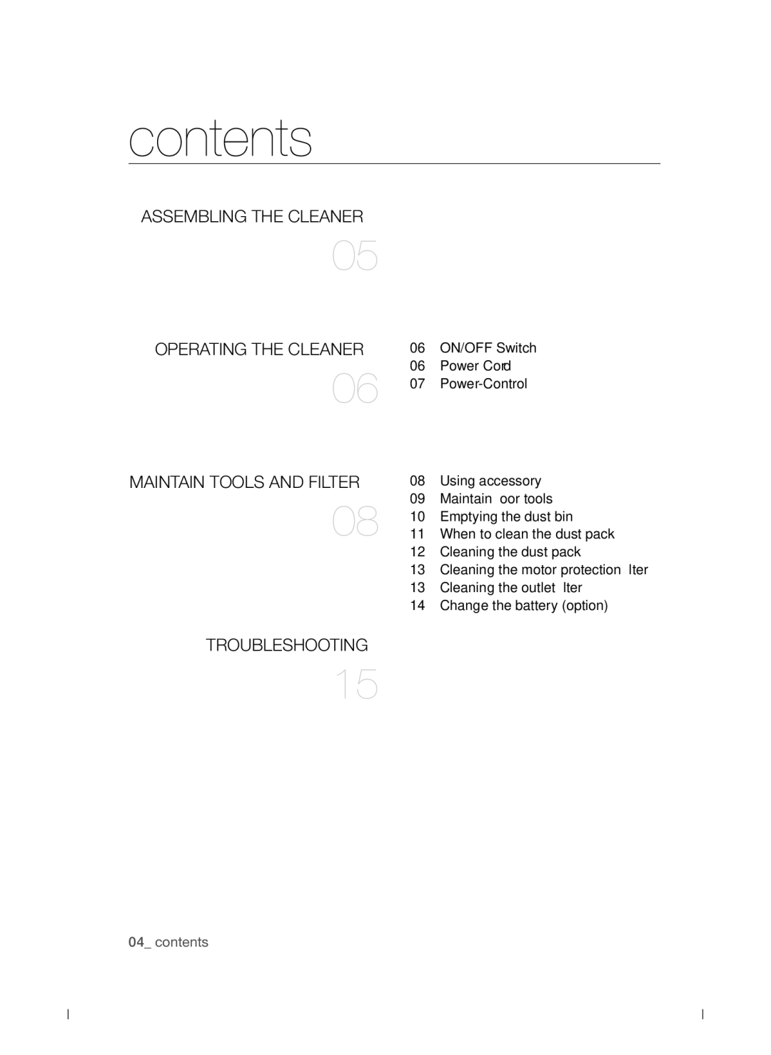 Samsung VCC4780V3K/XTR, VCC4780V3B/XZS, VCC4780V32/XTR, VCC4780V3K/XEF manual Contents 