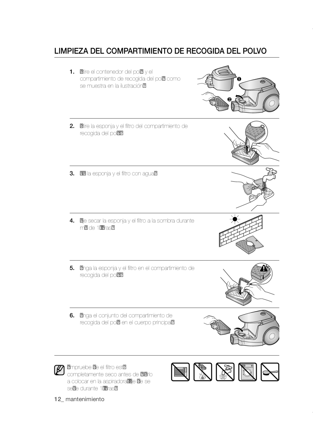 Samsung VCC4785V3K/XEC manual Limpieza del compartimiento de recogida del polvo 