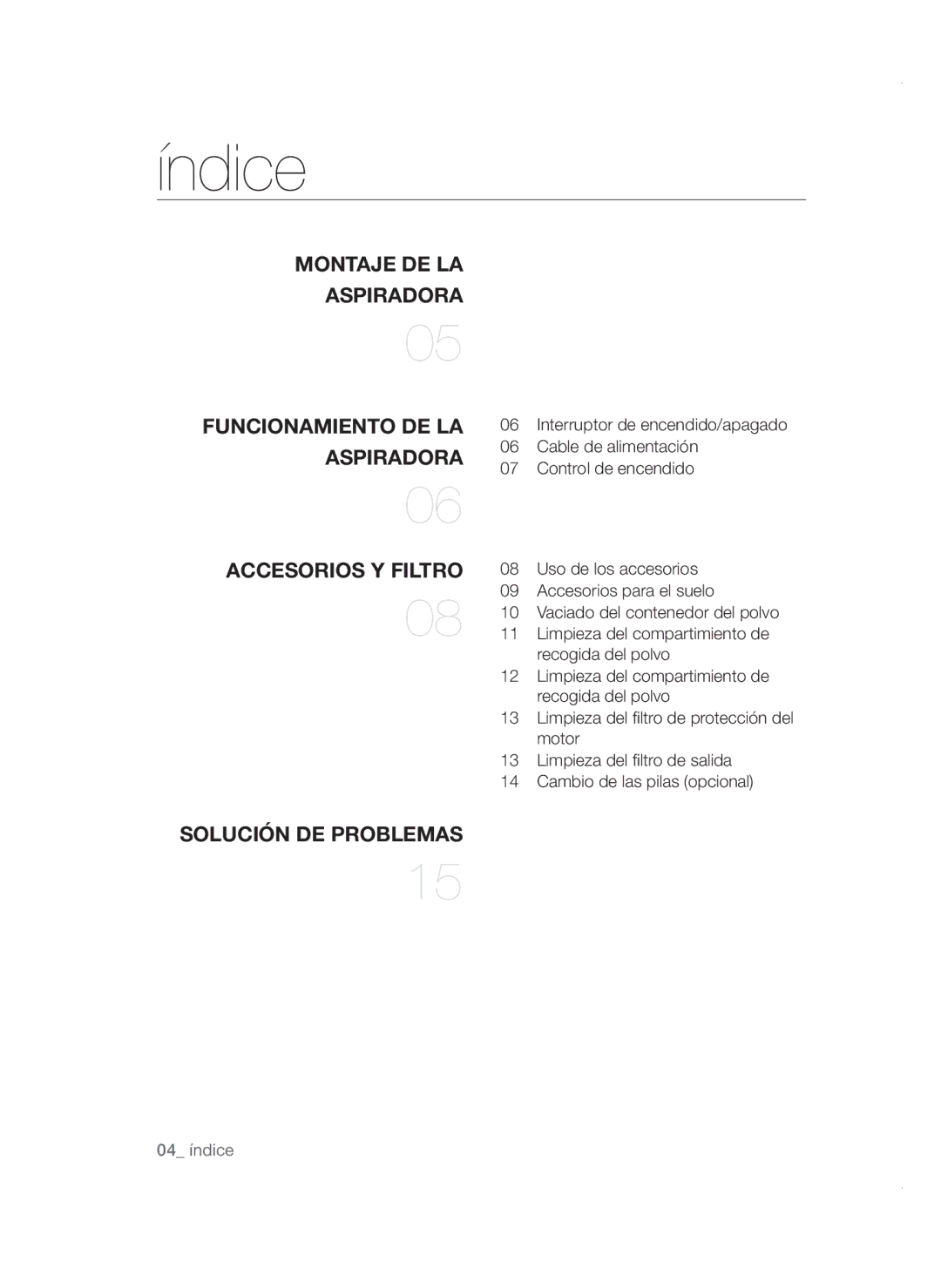 Samsung VCC4785V3K/XEC manual Índice 