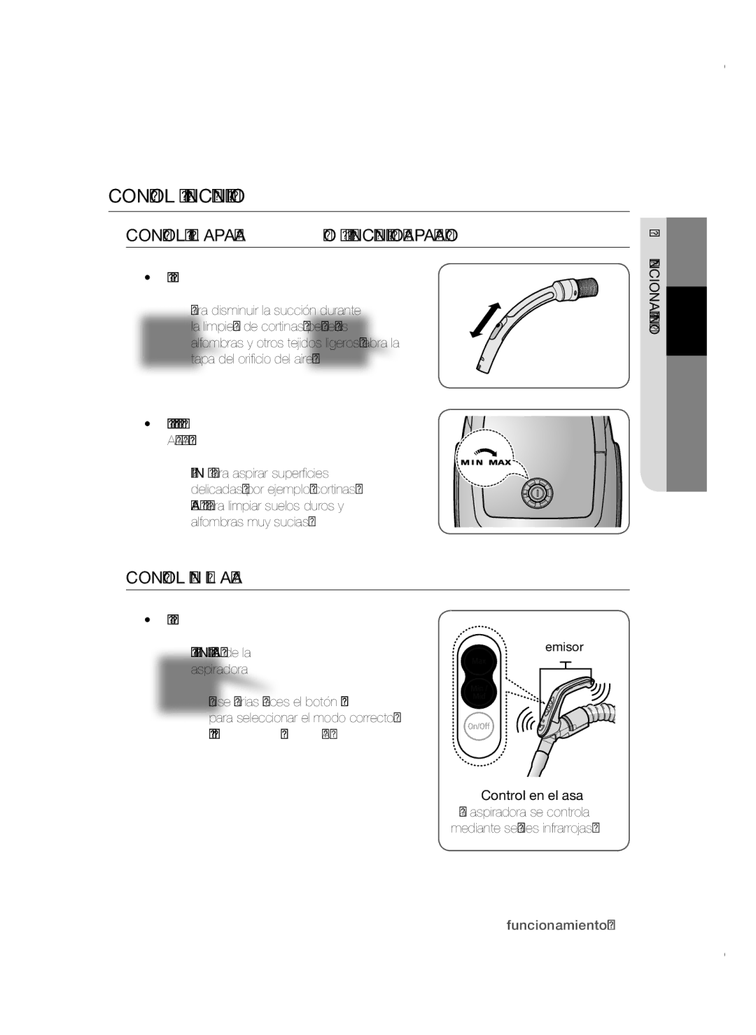 Samsung VCC4785V3K/XEC manual Control de encendido, Controles DEL Aparato Y DE ENCENDIDO/APAGADO 