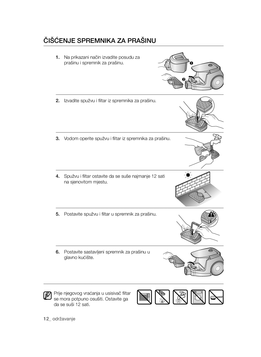 Samsung VCC4790H32/XEH, VCC4790H33/BOL, VCC4790H33/XEH manual Čišćenje Spremnika ZA Prašinu 