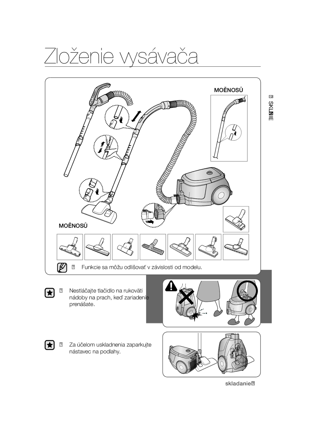 Samsung VCC4790H33/XEH, VCC4790H33/BOL, VCC47F0V32/XEH, VCC47E0H33/XEH, VCC4790H32/XEH manual Zloženie vysávača, Možnosť 