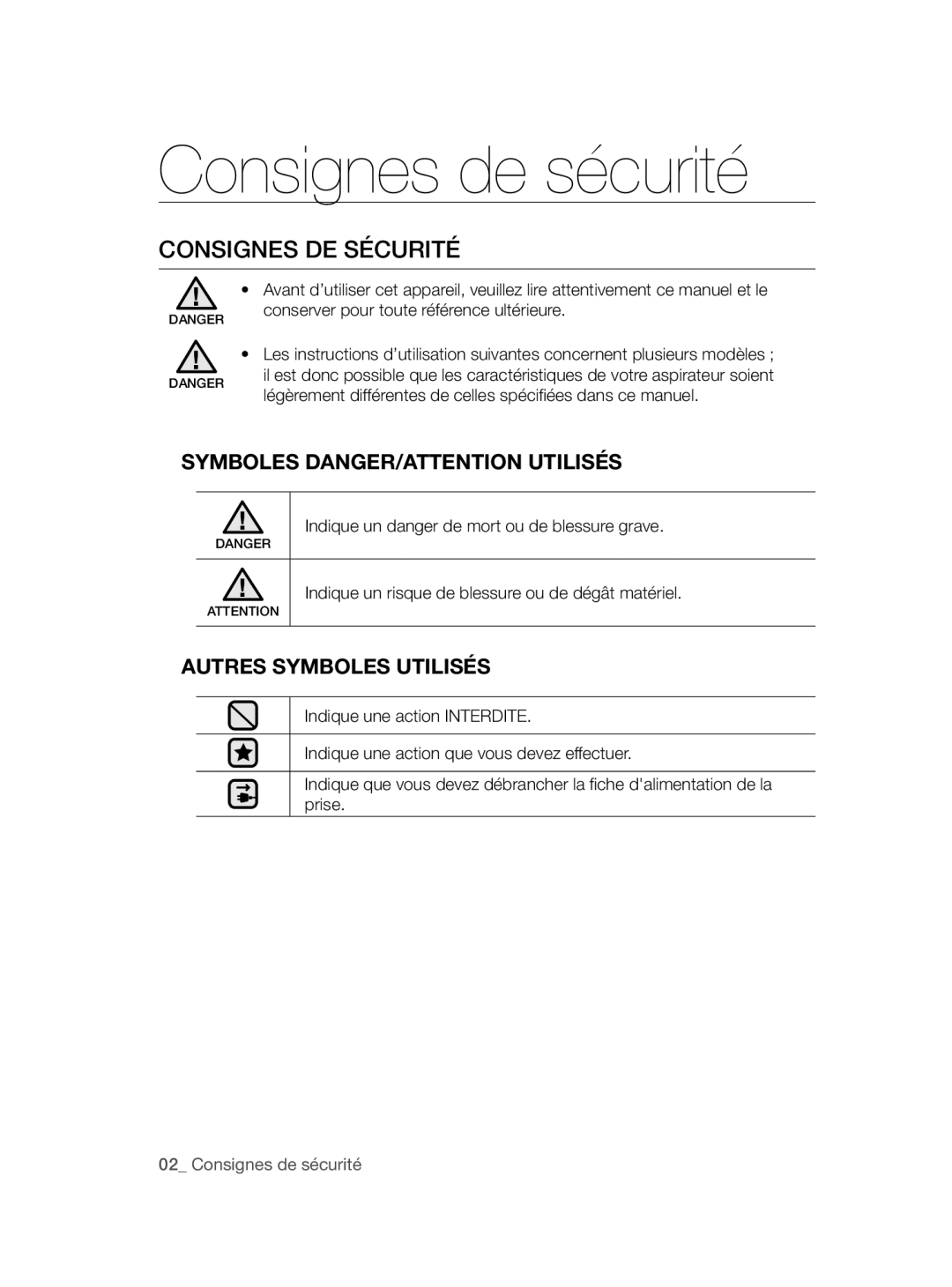 Samsung VCC47J0V36/XEG, VCC47J0V3G/XEP manual Consignes de sécurité, Consignes DE Sécurité 