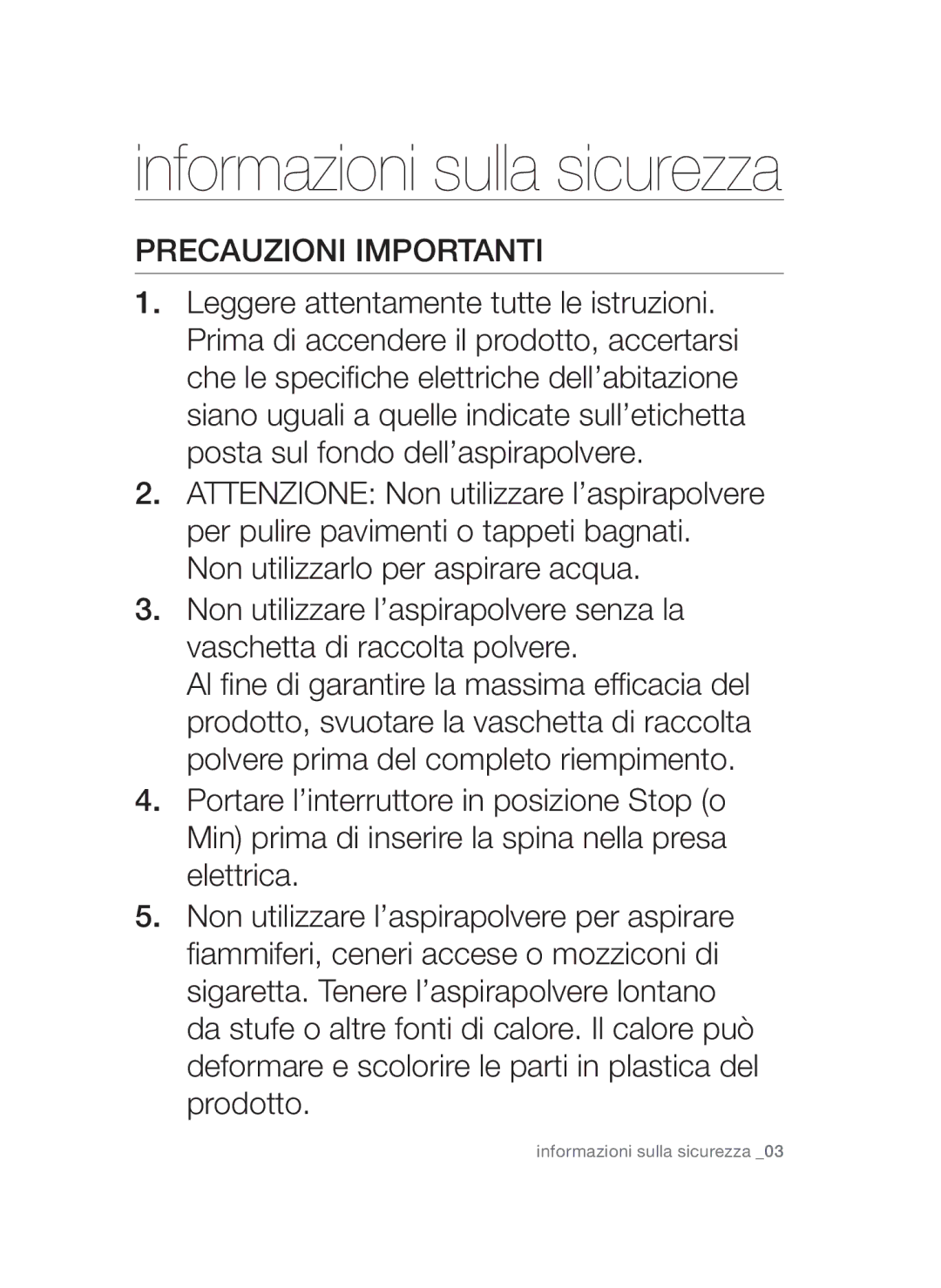 Samsung VCC47T0H36/XET, VCC47Q0V37/XET manual Informazioni sulla sicurezza 