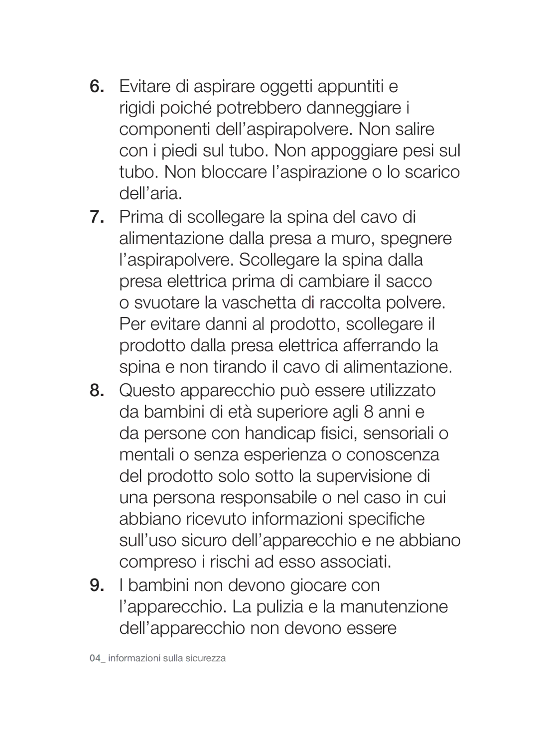 Samsung VCC47Q0V37/XET, VCC47T0H36/XET manual Informazioni sulla sicurezza 