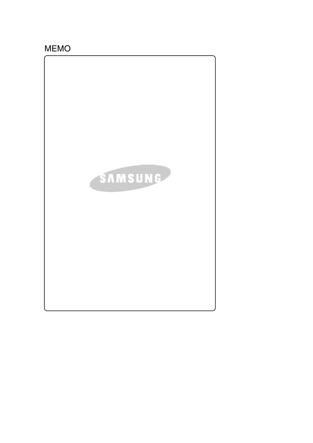 Samsung VCC5120V3S/XEV, VCC5120V3S/XEE, VCC5120V33/XEH manual Memo 