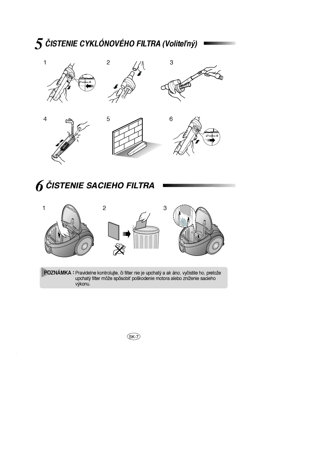 Samsung VCC5120V33/XEH, VCC5120V3S/XEE, VCC5120V3S/XEV manual Čistenie Sacieho Filtra 