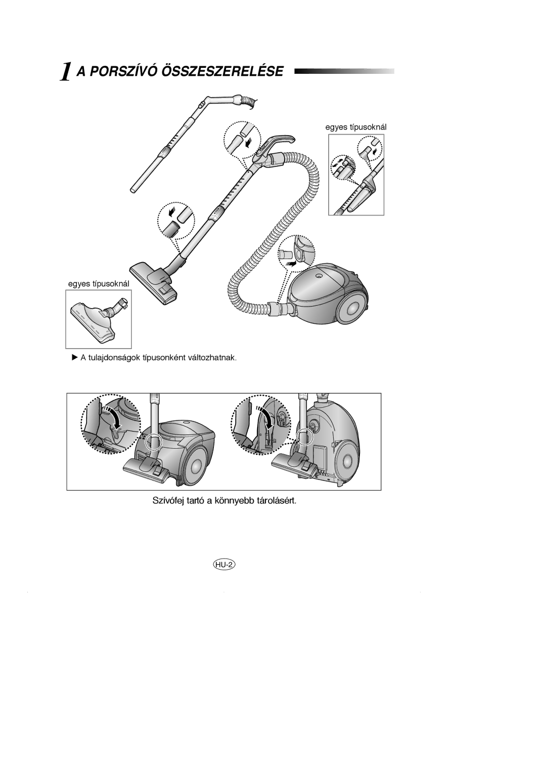 Samsung VCC5120V3S/XEE, VCC5120V33/XEH, VCC5120V3S/XEV manual Porszívó Összeszerelése 