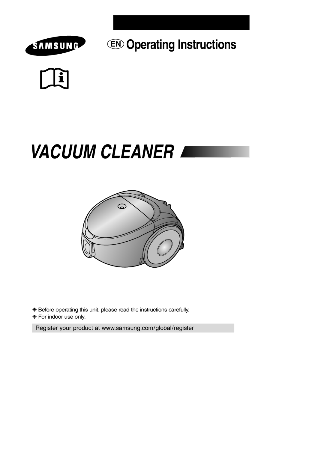 Samsung VCC5120V33/XEH, VCC5120V3S/XEE, VCC5120V3S/XEV manual Vacuum Cleaner 