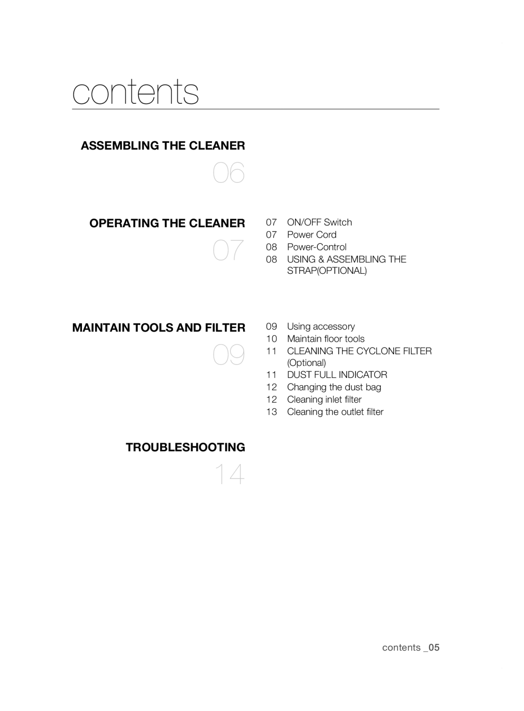 Samsung VCC5240S3R/BOL, VCC5255V3O/EGT, VCC5240S31/UMG, VCC5250V4O/ATC, VCC5250V3R/XST manual Contents 