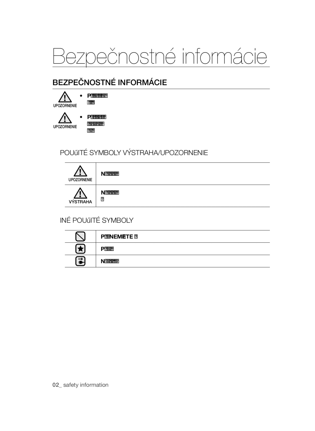 Samsung VCC52F0S3B/BOL, VCC52E5V3O/XEH, VCC52E0V3O/XEO manual Bezpečnostné informácie, Bezpečnostné Informácie, Škôd 