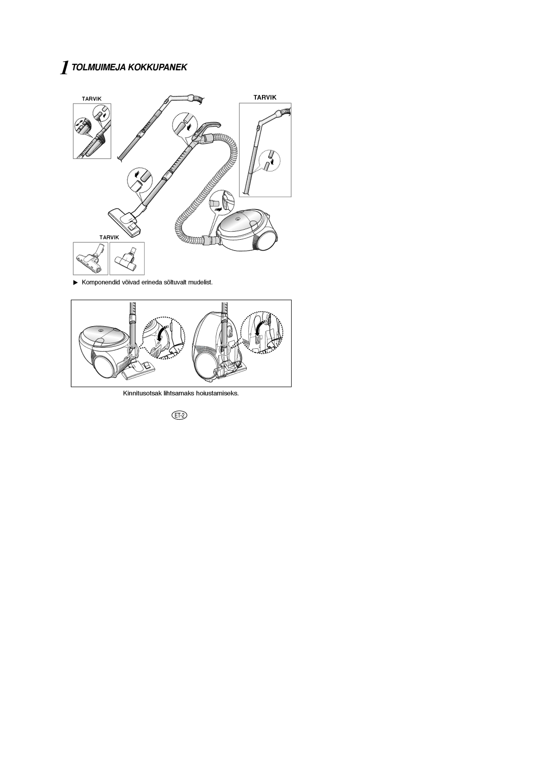 Samsung VCC5357H3W/XEV, VCC5345V3S/SBW, VCC5355H3B/SBW, VCC5356H3N/SBW, VCC5357H3W/SBW manual 1TOLMUIMEJA Kokkupanek, Tarvik 