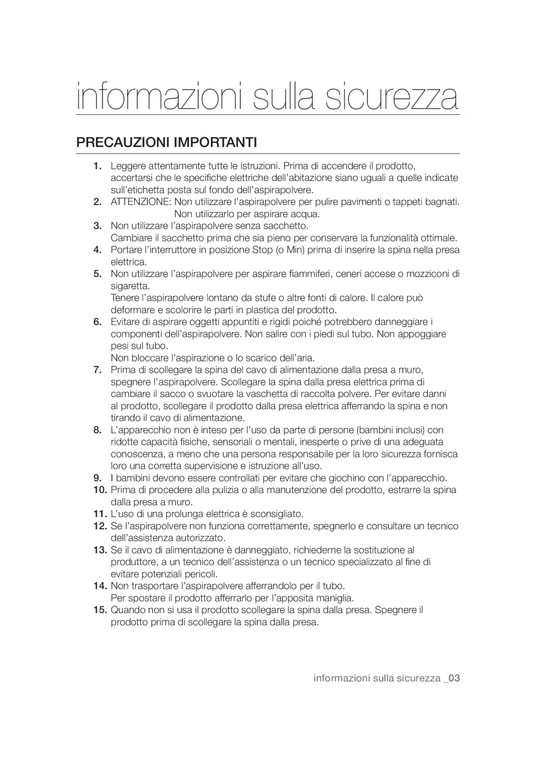 Samsung VCC5480V32/ATH, VCC5480V3B/XET manual Precauzioni importanti 