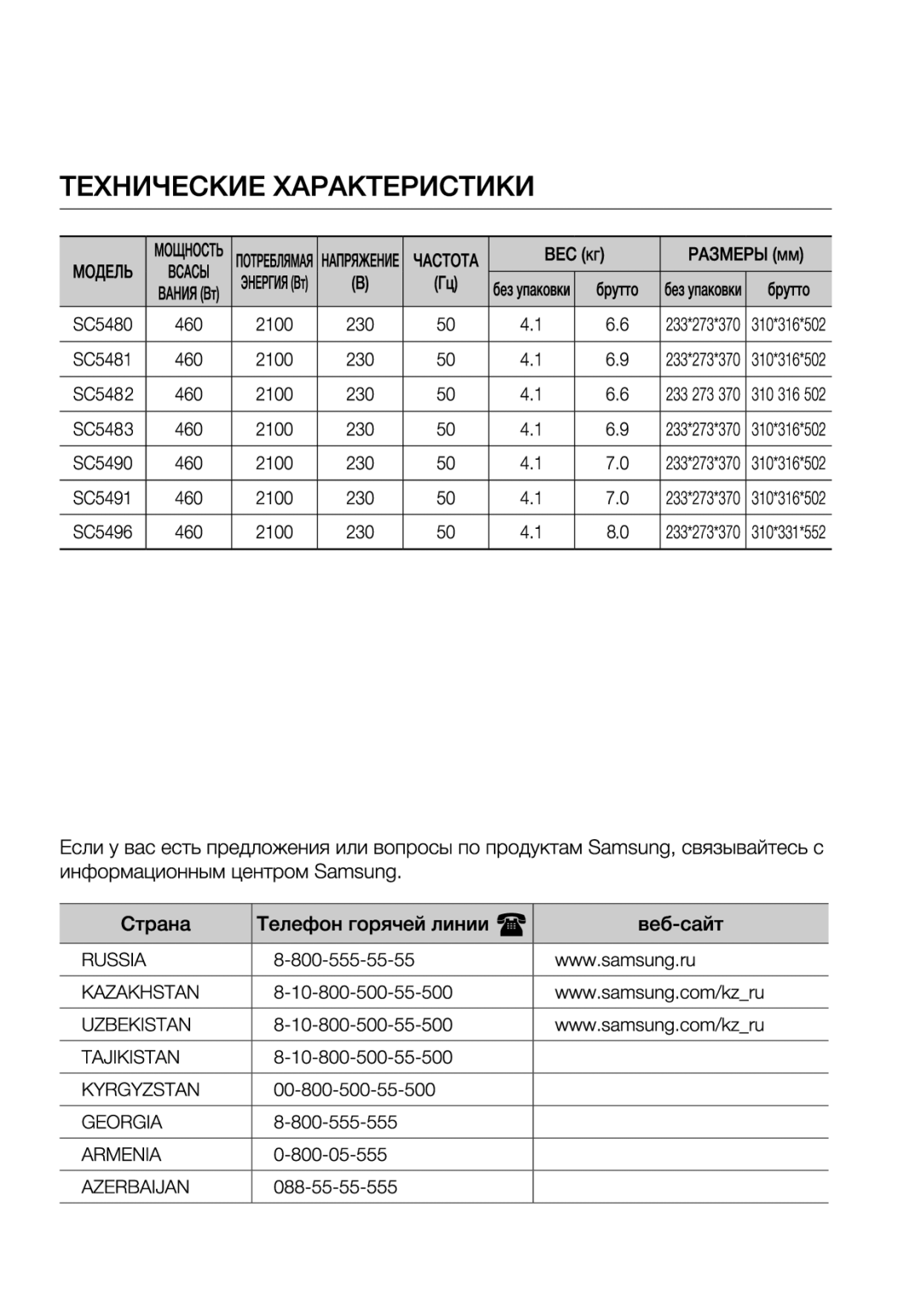 Samsung VCC5483V32/XEV, VCC5482V33/XEV, VCC5491H31/XEV manual 