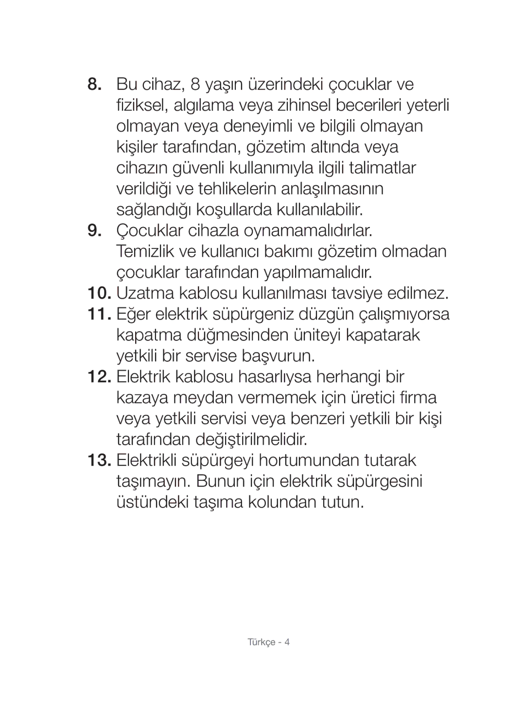 Samsung VCC54F0V3R/XTR manual Türkçe 