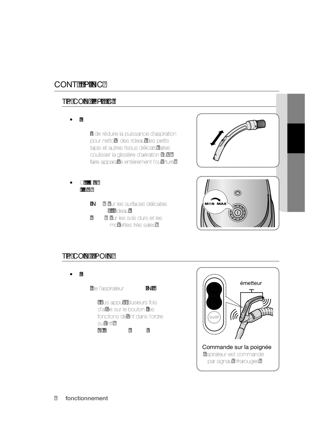 Samsung VCC54Q0V3B/XEF manual Contrôle DE LA Puissance, Tuyau, On MIN → MID → MAX 