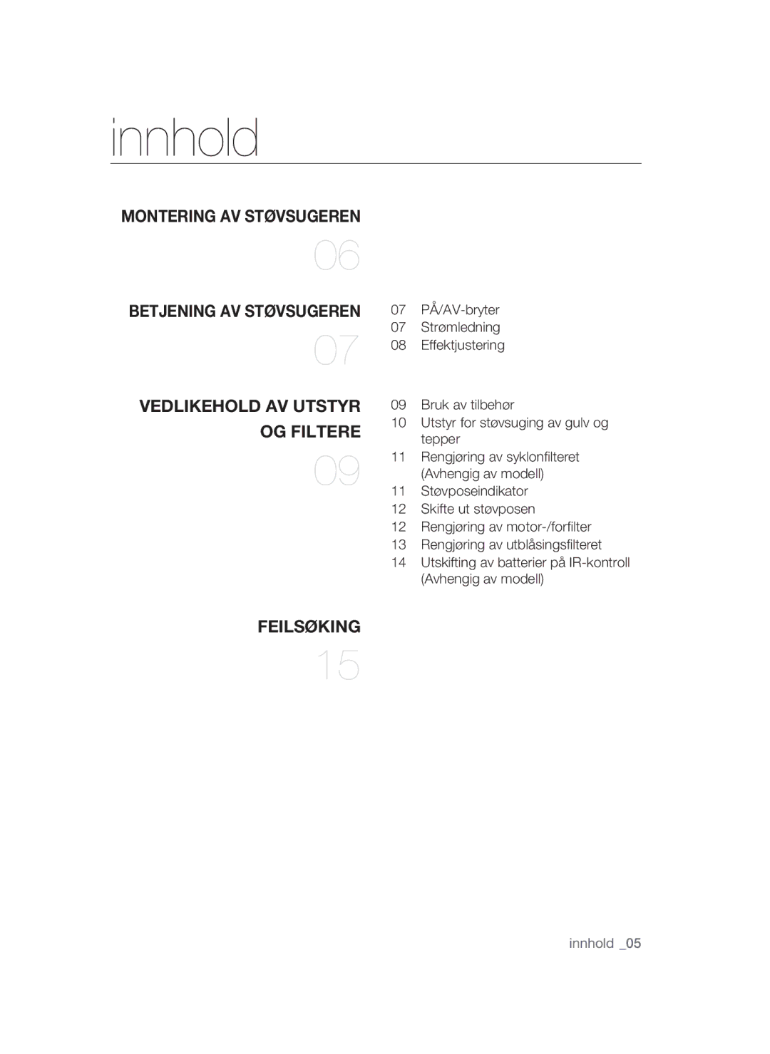 Samsung VCC54J0V3G/XEE, VCC54Q0V3G/XEE manual Innhold 