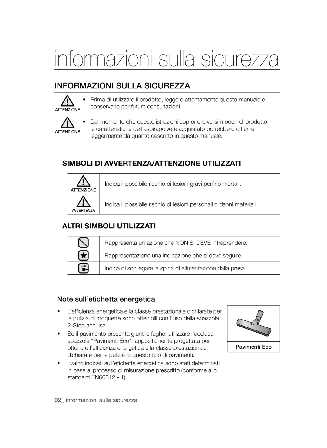 Samsung VCC54J0V3G/XET, VCC54Q5V3R/XEP, VCC54Q0V3G/XET manual Informazioni sulla sicurezza, Informazioni Sulla Sicurezza 