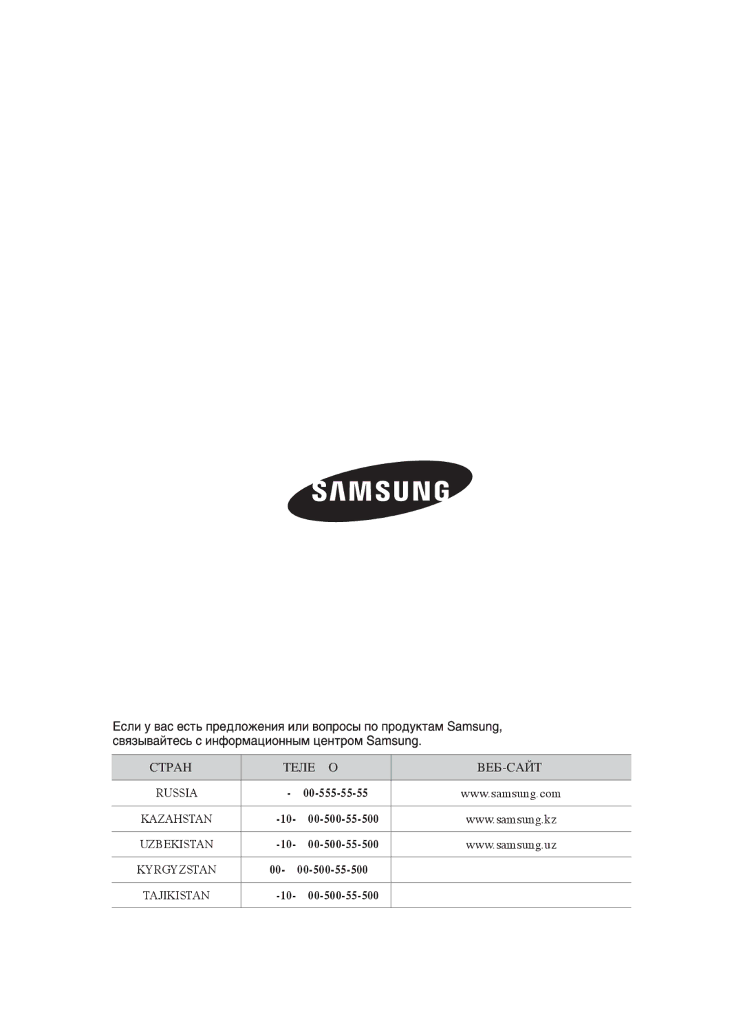 Samsung VCC5640V37/XEV, VCC5630V32/XEV, VCC5640V3R/XSB, VCC5660V3K/XSB, VCC5640V37/XSB, VCC5630V32/XSB Странa Телефоh ВЕБ-САЙТ 