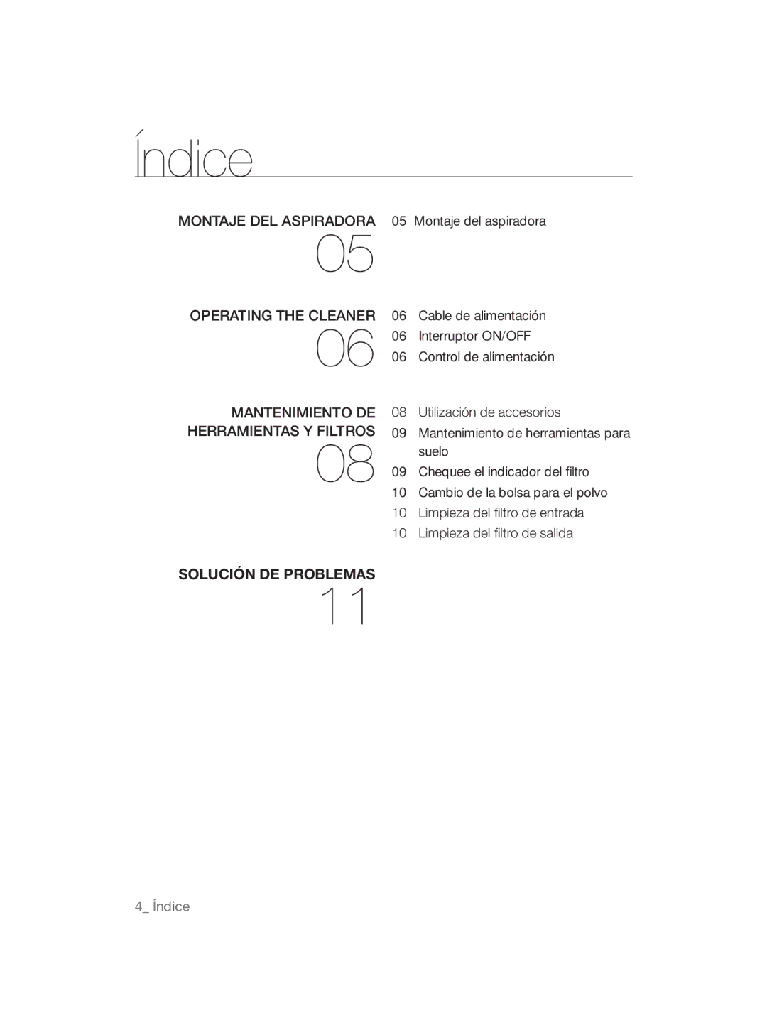 Samsung VCC5660V3W/XEC manual Índice, SolUCIÓN dE PRoBlEmAs 